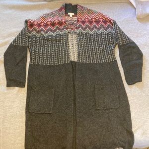 J. Jill Wool Blend Long Nordic Cardigan Sweater Size Large